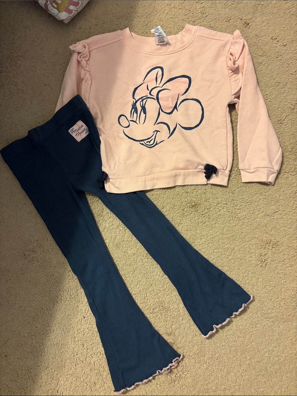 Disney Pink Minnie Mouse Top with Navy Flare Leggings